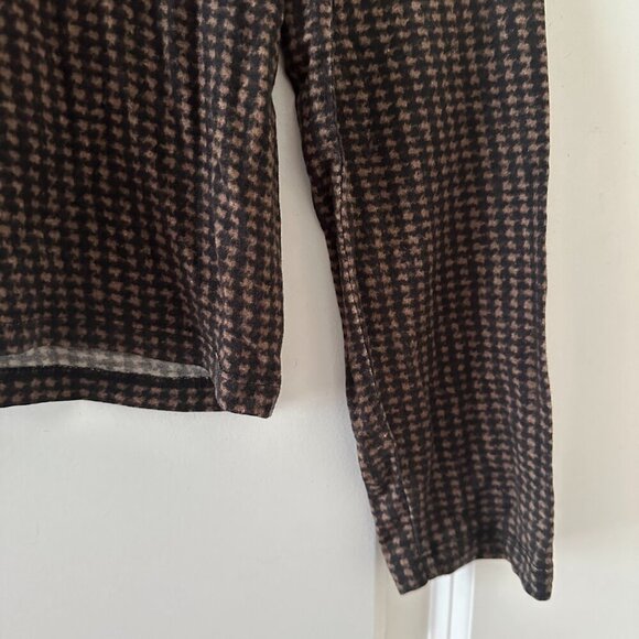 Vince Brown Black Houndstooth Crew-Neck Long Sleeve Top Women's Size Medium - Picture 15 of 16